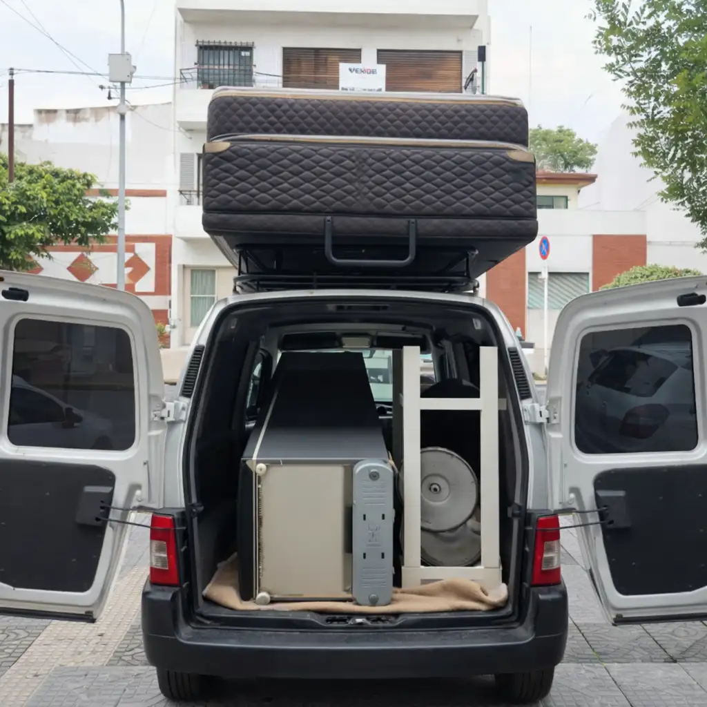 Mini flete con colchón y electrodomésticos en CABA